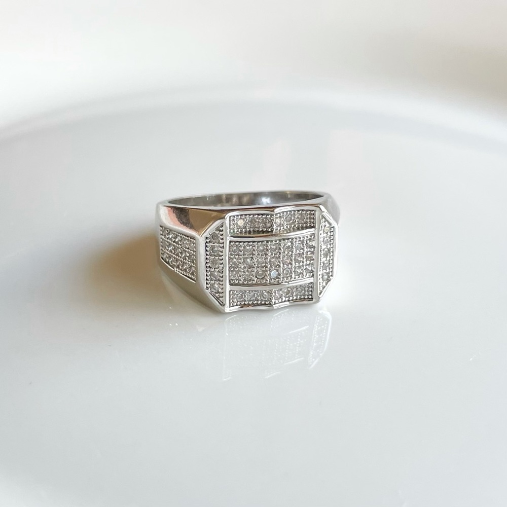 8.5 sterling silver cz wide band